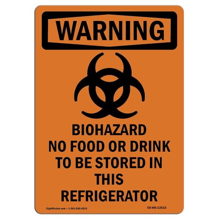 SIGNMISSION Safety Sign, OSHA WARNING, 10" Height, Biohazard, Portrait, D-V-13615 OS-WS-D-710-V-13615